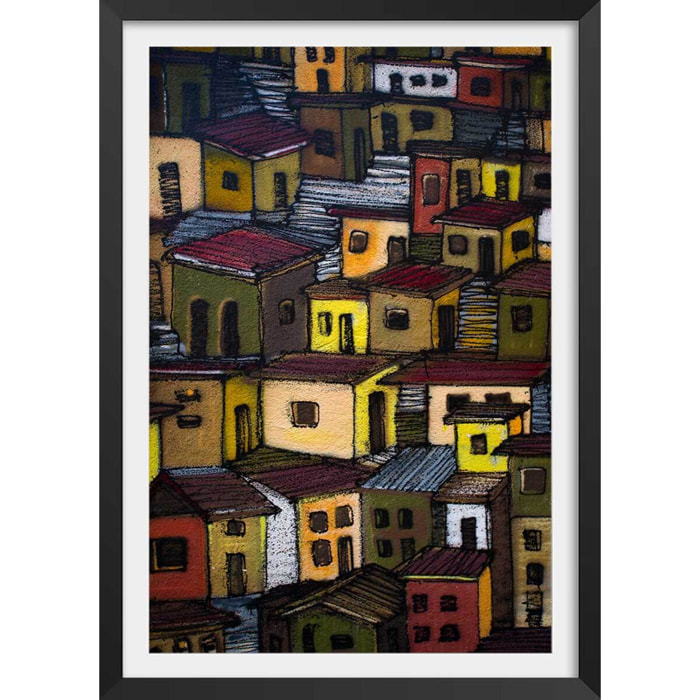 Affiche casa in mexico Affiche + cadre en bois - Noir