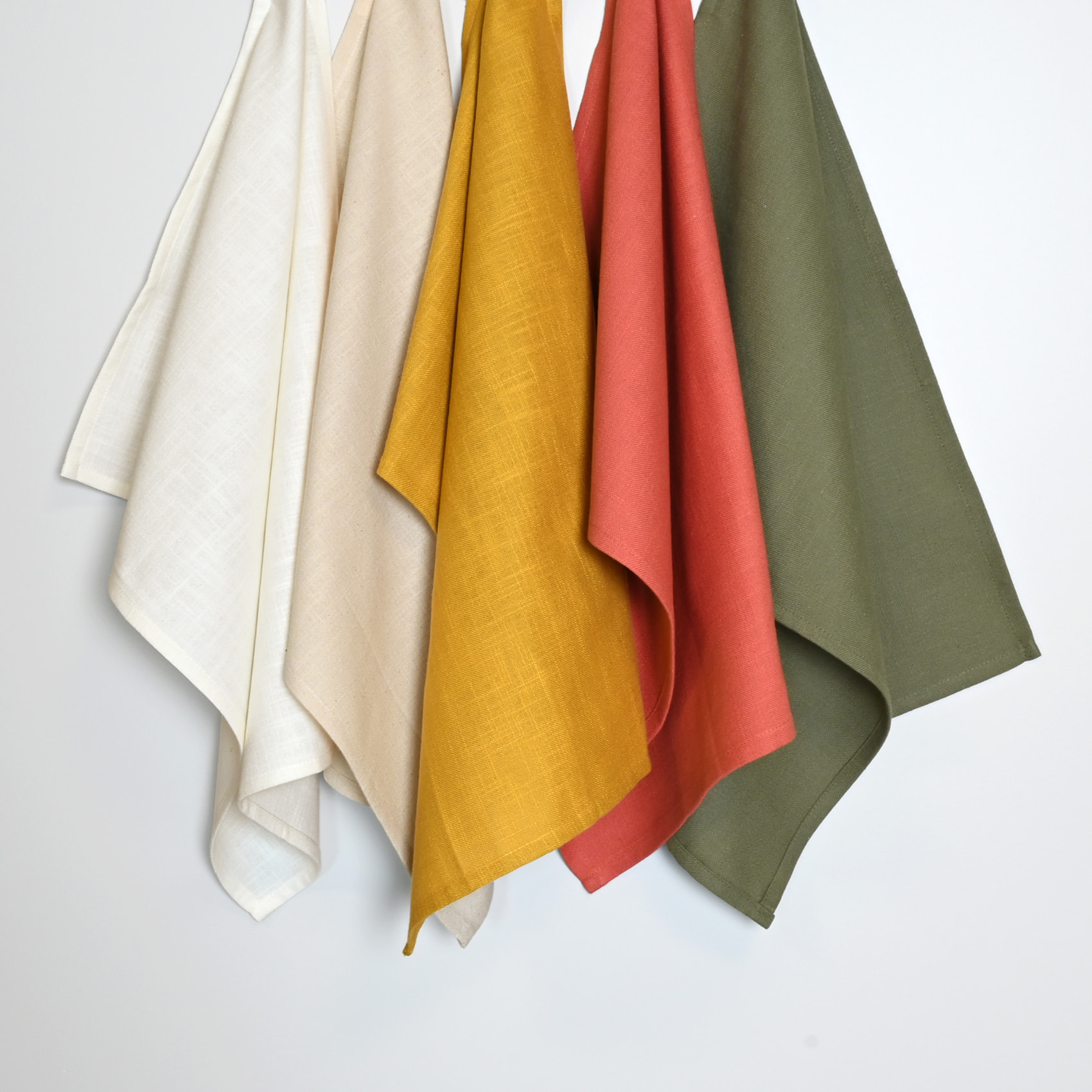 Torchon de cuisine en coton uni aspect tissé - Kaki