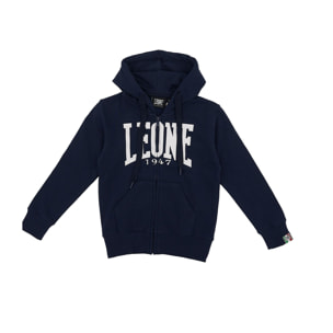 Felpa da bambino con cappuccio, full zip e logo Basic