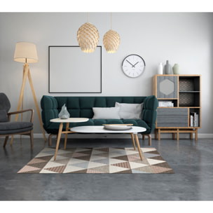 TAPPETO ARREDO TRIANGOLI GRIGIO CALDO CON FONDO ANTISCIVOLO