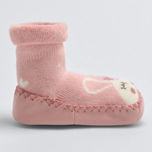 Calzino termico per neonato con suola antiscivolo rosa