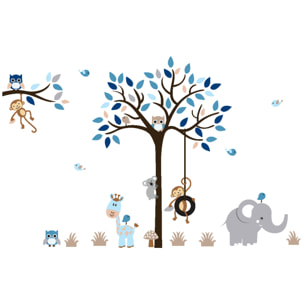 Stickers muraux | Sticker Mural Autocollant - ANIMAUX ATTENDRISSANTS DANS LA JUNGLE - Stickers adhésifs