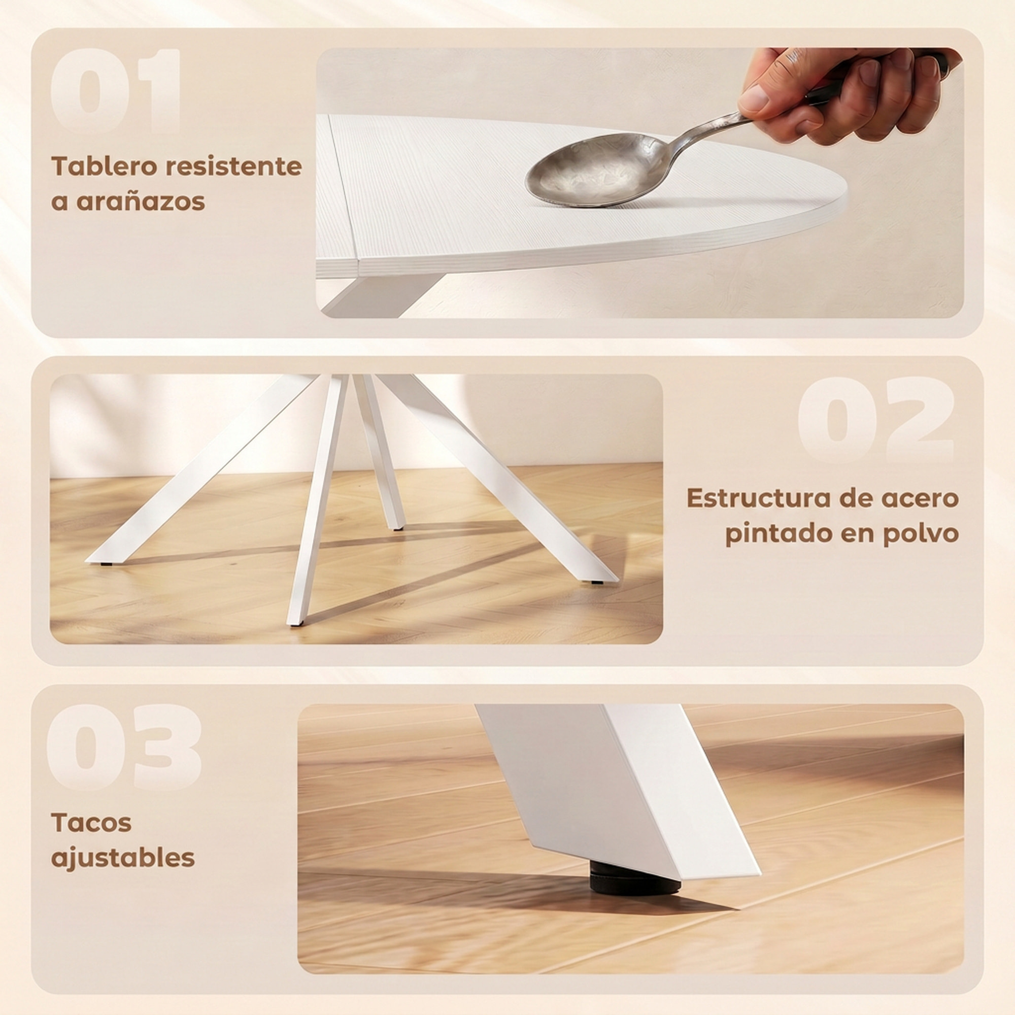 HOMCOM Mesa de Comedor Redonda para 4 Personas, Ø120x75 cm, Mesa de Cocina Industrial con Estructura de Acero, Blanco