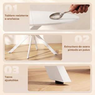 HOMCOM Mesa de Comedor Redonda para 4 Personas, Ø120x75 cm, Mesa de Cocina Industrial con Estructura de Acero, Blanco