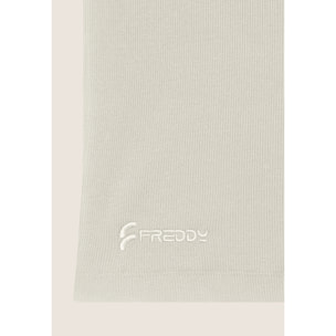 T-shirt slim fit a costine con apertura sulla schiena