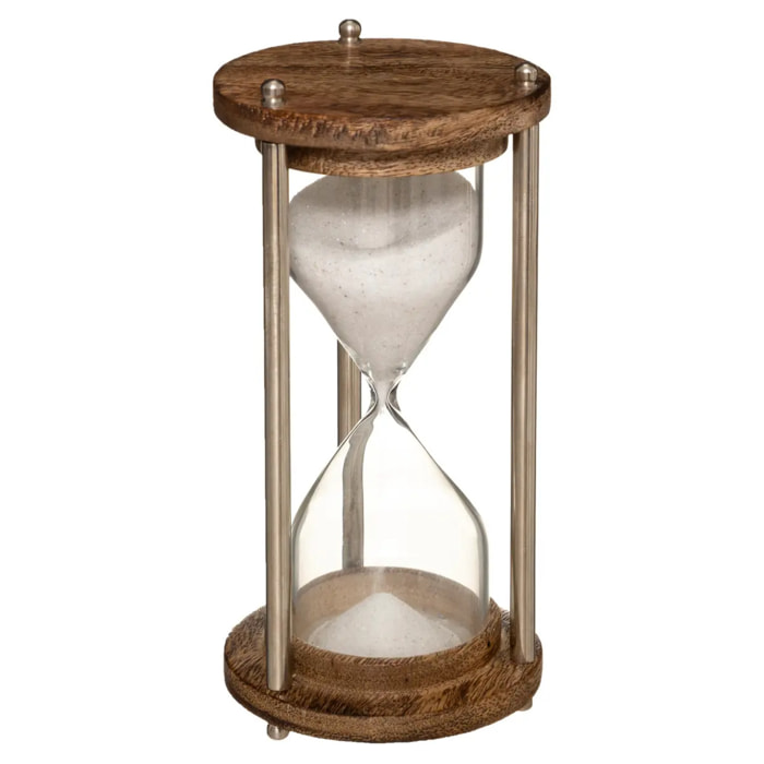 Sablier cylindre Sarah H.16cm manguier et verre