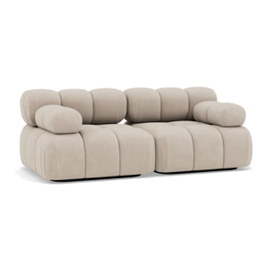 Ruby - canapé droit modulable 2 places en velours texturé - Beige