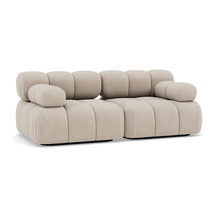 Ruby - canapé droit modulable 2 places en velours texturé - Beige