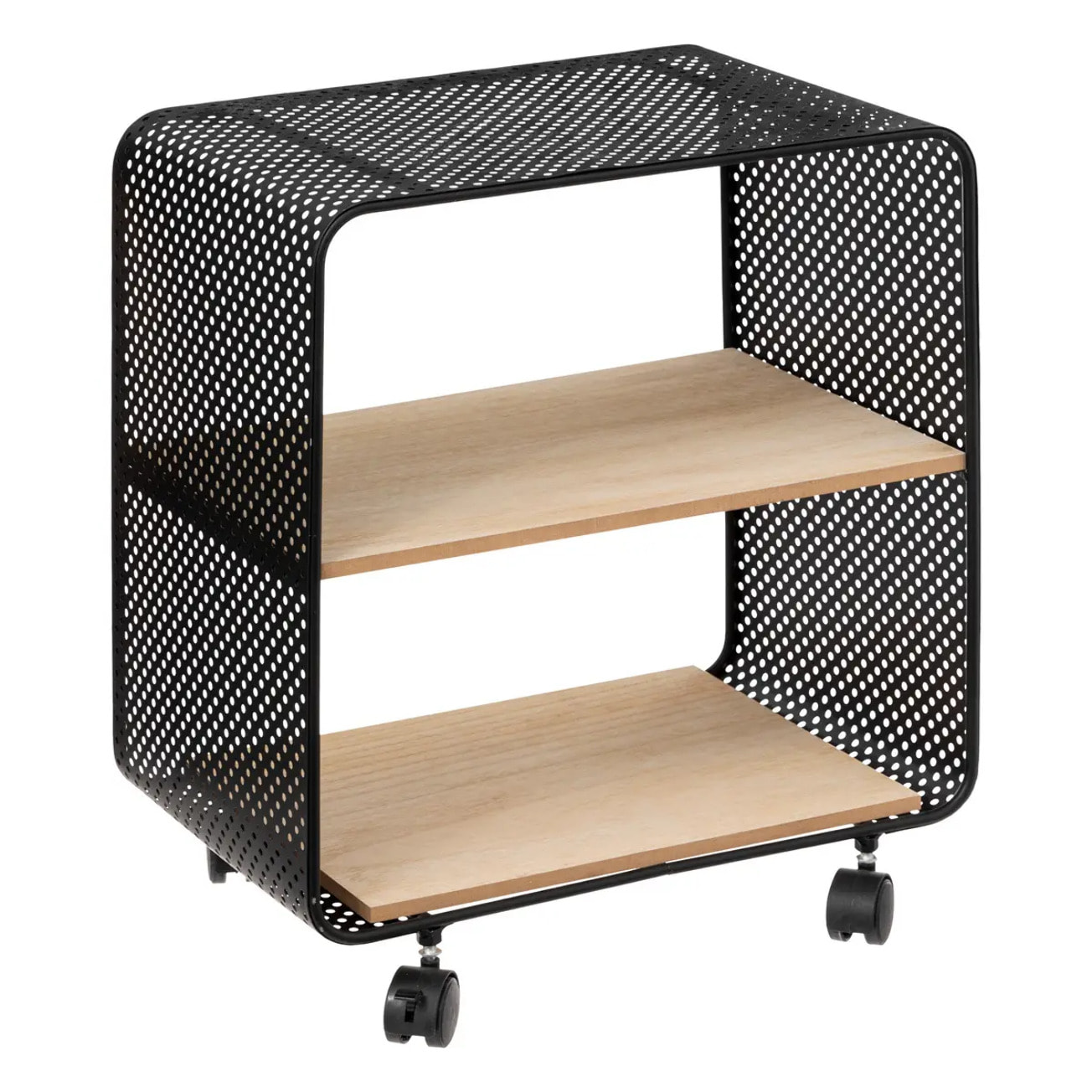 Étagère à roulettes 2 cases noir
