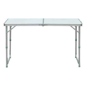 Mesa de Camping Plegable convertible en Maleta Altura Regulable para Picnic 120x60x54-70 cm con Encimera de MDF Marco de Aluminio