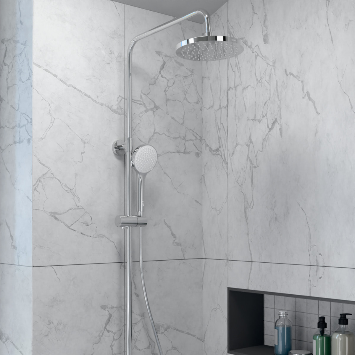 Colonne de douche thermostatique chrome ronde AquaHeat Joy 200 (A47298EXP)