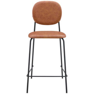 Lot de 2 tabourets de bar en simili cognac EDMOND