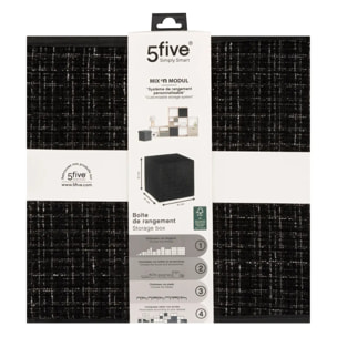 Boîte de rangement "Mix 'n' Modul" tweed noir 31x31cm