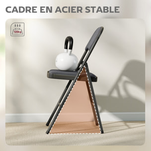 Lot de 4 chaises pliantes assise dossier rembourrés acier velours anthracite