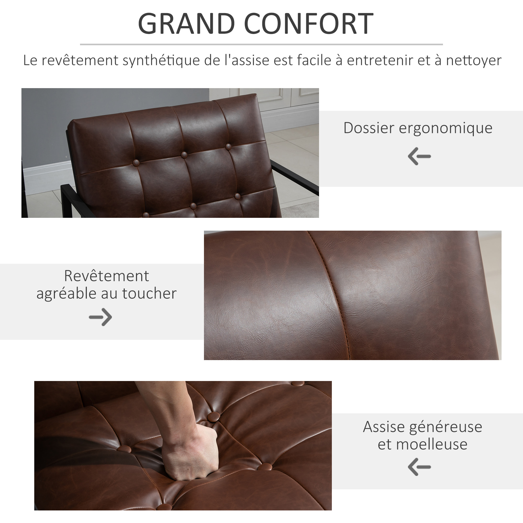 Fauteuil Chesterfield – Assise capitonnée – Style élégant