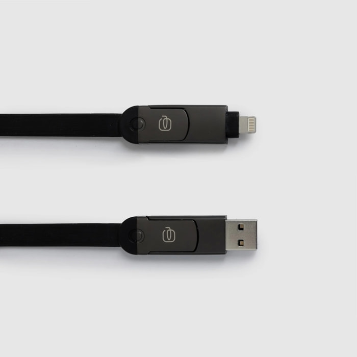 Piquadro Cavo di ricarica 60W multiporta, attacco magnetico, MFI Lighting, USB-A e Type-C