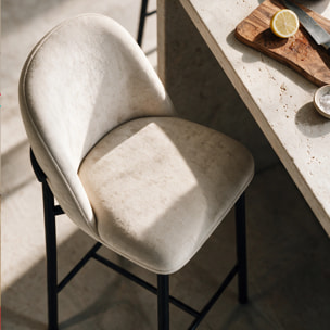 Lot de 2 chaises pour îlot central 67 cm en tissu beige - Noah