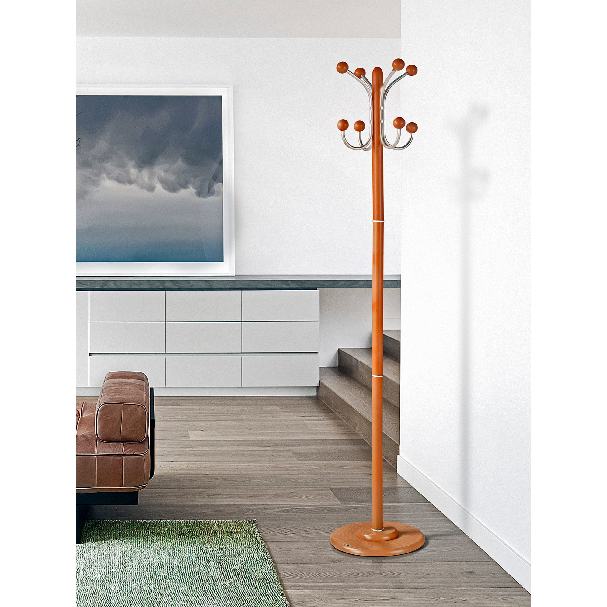 Perchero Office madera haya cerezo 170x35x35 cm