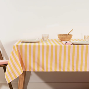 Nappe en tissu jacquard Maglia rayé Rose et Jaune d’œuf