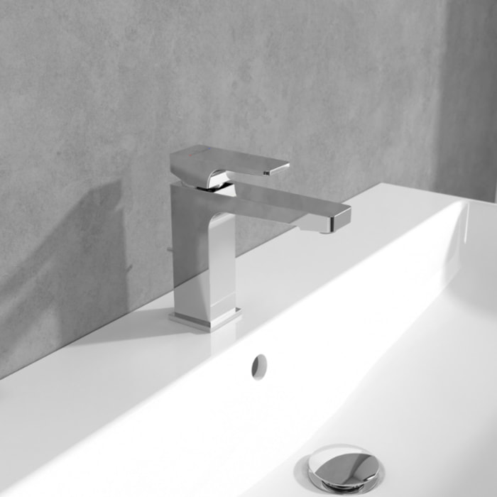 Mitigeur lavabo Architectura Square avec tirette Chrome