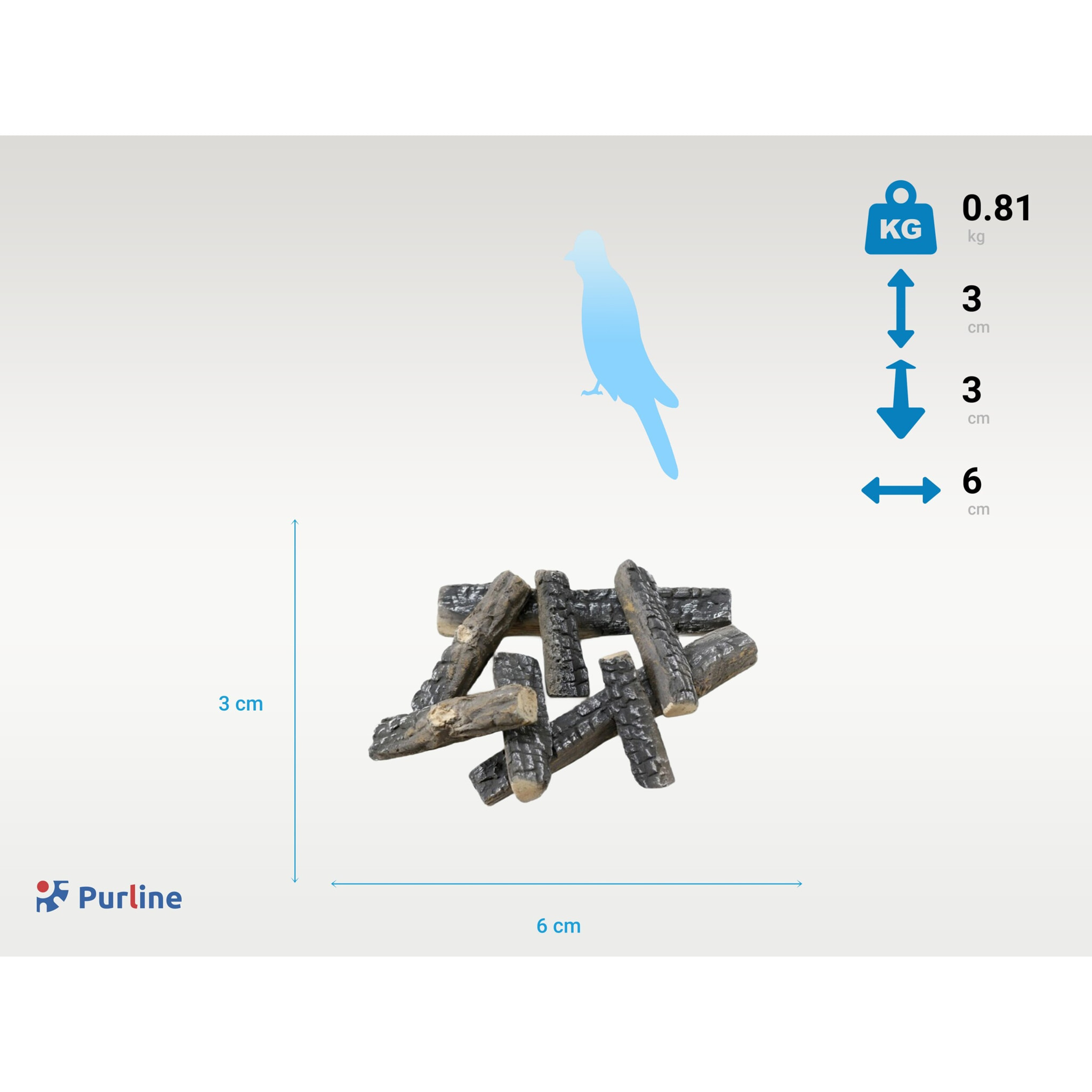 Bûches décoratives en fibre céramique pour cheminées à l'éthanol. 8 pièces