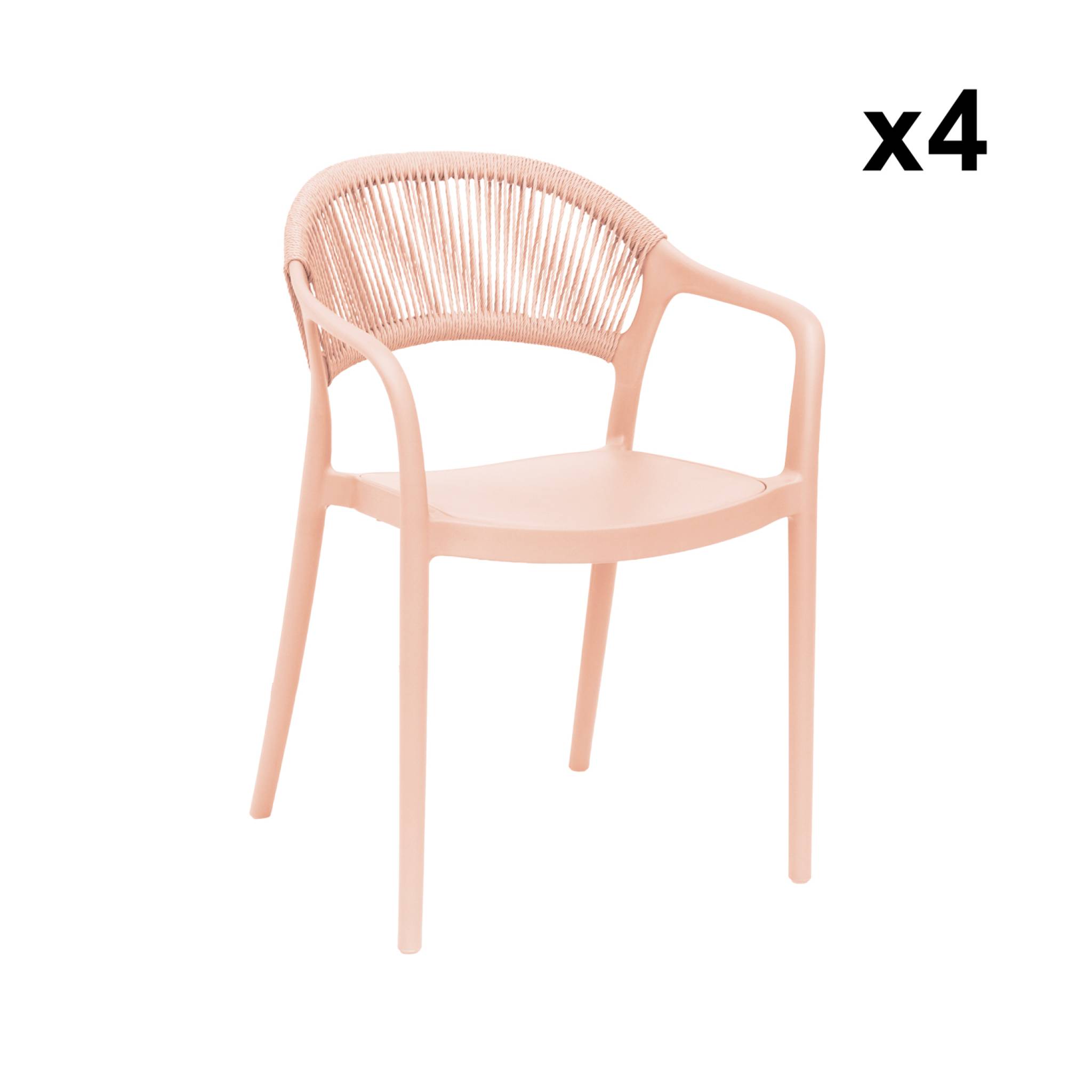 Chaise de jardin empilable avec effet corde (lot de 4) JOVIA