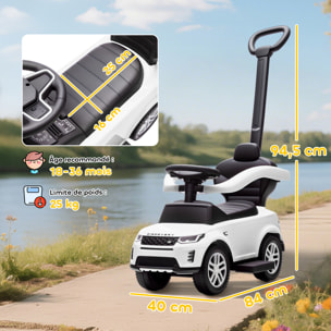 Porteur voiture enfant Land Rover Discovery évolutif 18-36 mois effets sonores blanc