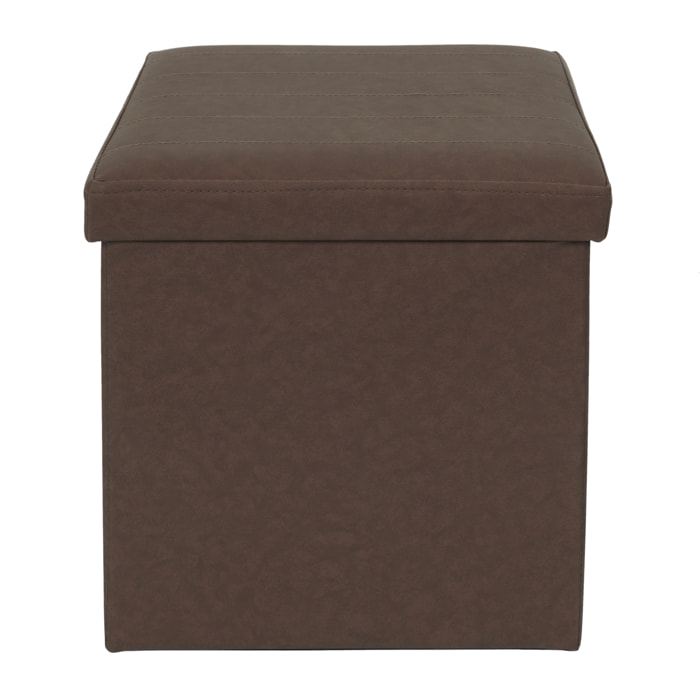 Coffre Pouf Pliable Pu Marron