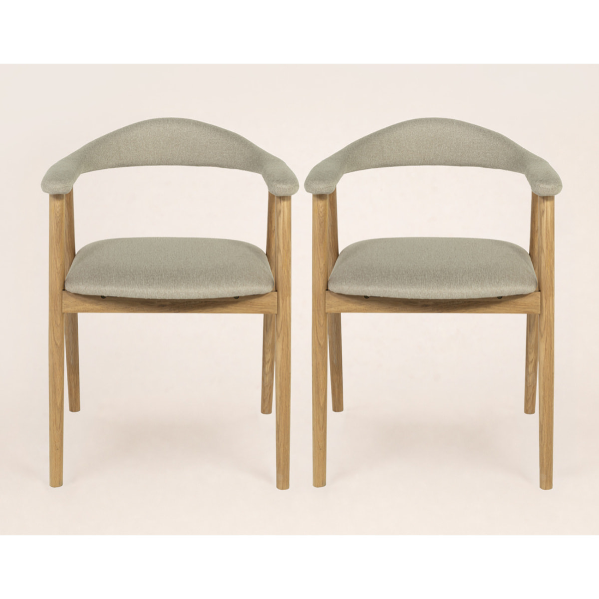 Lore - lot de 2 chaises en chêne massif et tissu - Bois / Beige