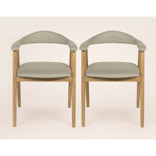 Lore - lot de 2 chaises en chêne massif et tissu - Bois / Beige