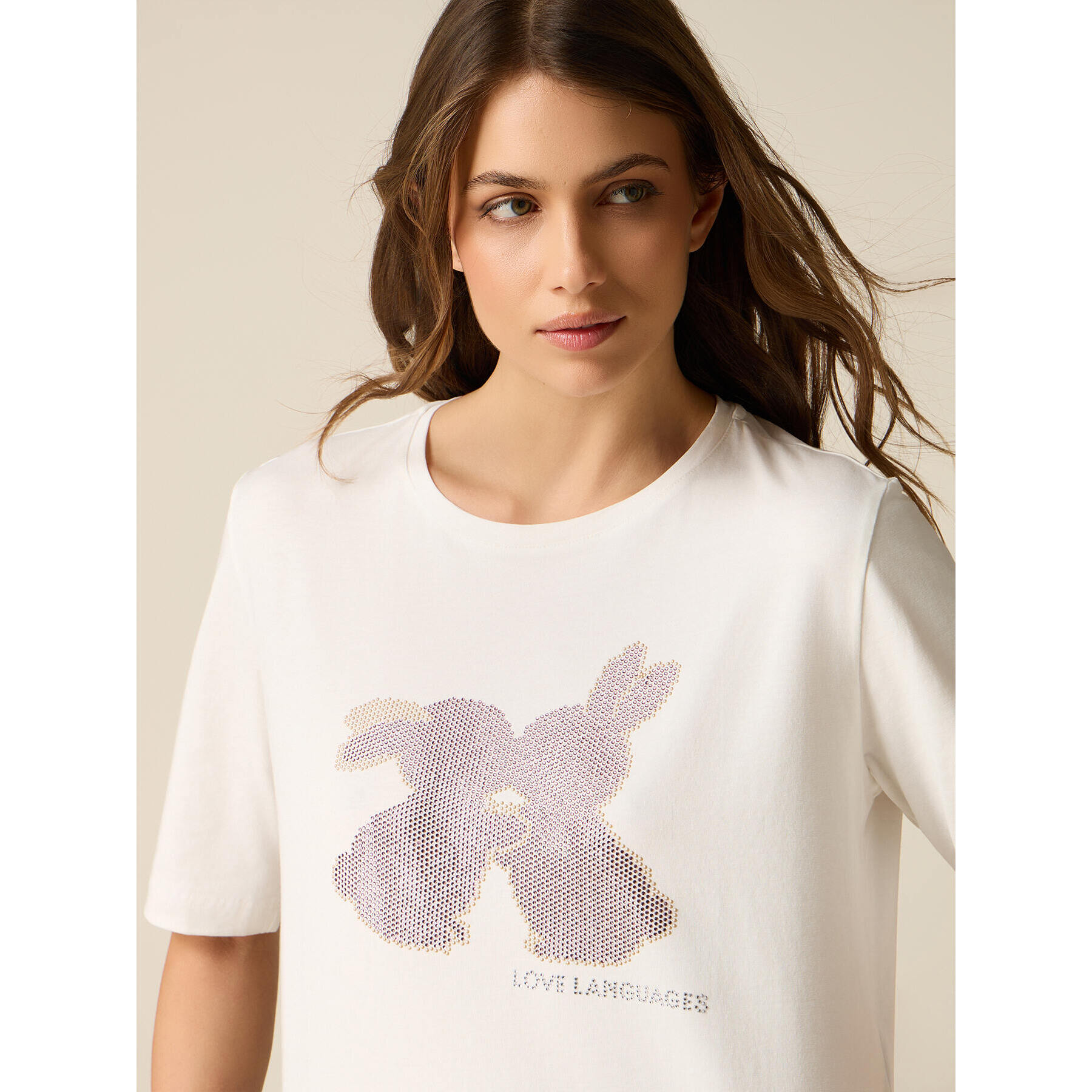 Oltre - Camiseta de jersey con aplicaciones - Blanco