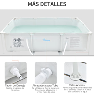Piscina Desmontable 3600L Rectangular con Depuradora Cartucho 291x190x75 cm Gris