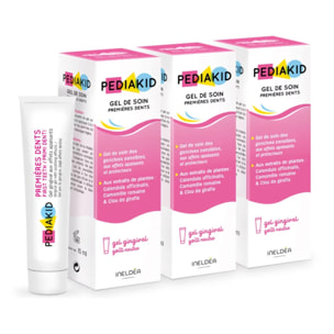 PEDIAKID - Gel de Soin Premières Dents - Gel gingival naturel - Effet apaisant & protecteur en cas de poussées dentaires - Sans parabènes, ni triclosan, ni phtalates, ni BPA - Lot de 3