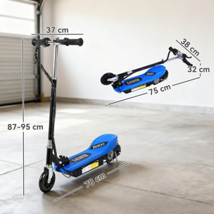 Patinete Eléctrico Plegable para Niños y Adolescentes de +7 Años Velocidad de 10 km/h Scooter Eléctrico con Manillar Ajustable en Altura y Frenos Carga Máx. 50 kg 78x37x87-95 cm Azul