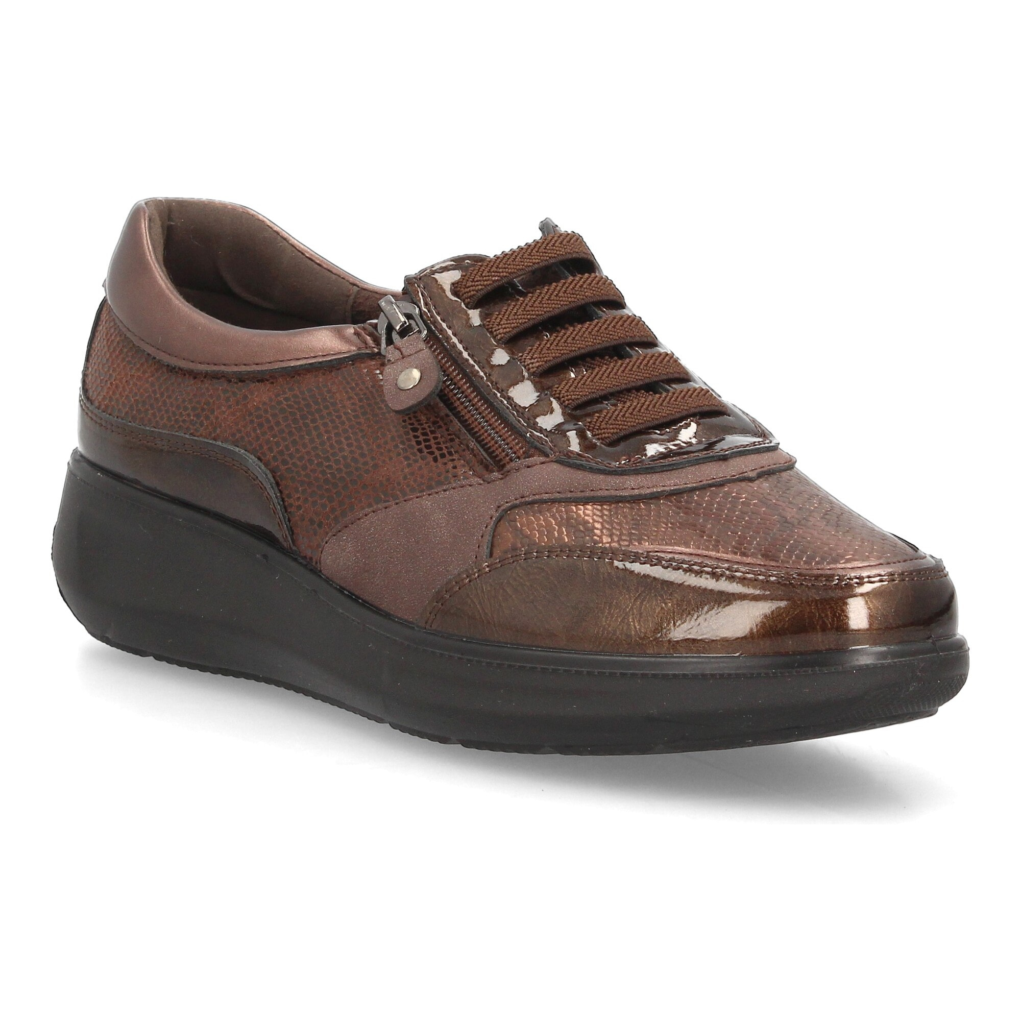 Zapatillas con cordones y cremallera lateral para mujer