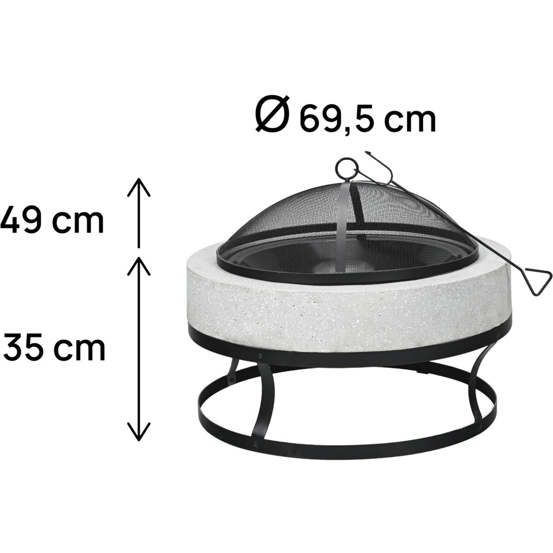 Brasero barbecue en pierre "Torro" - 70 x 70 x 49 cm - Blanc