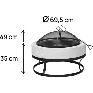 Brasero barbecue en pierre "Torro" - 70 x 70 x 49 cm - Blanc