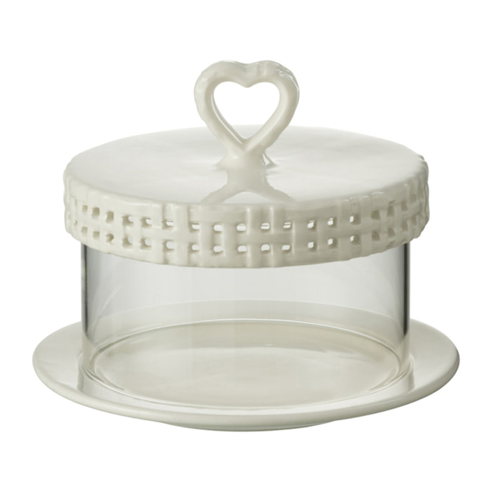 J-Line plat à tarte sous verre - céramique - blanc - small - 6 pièces
