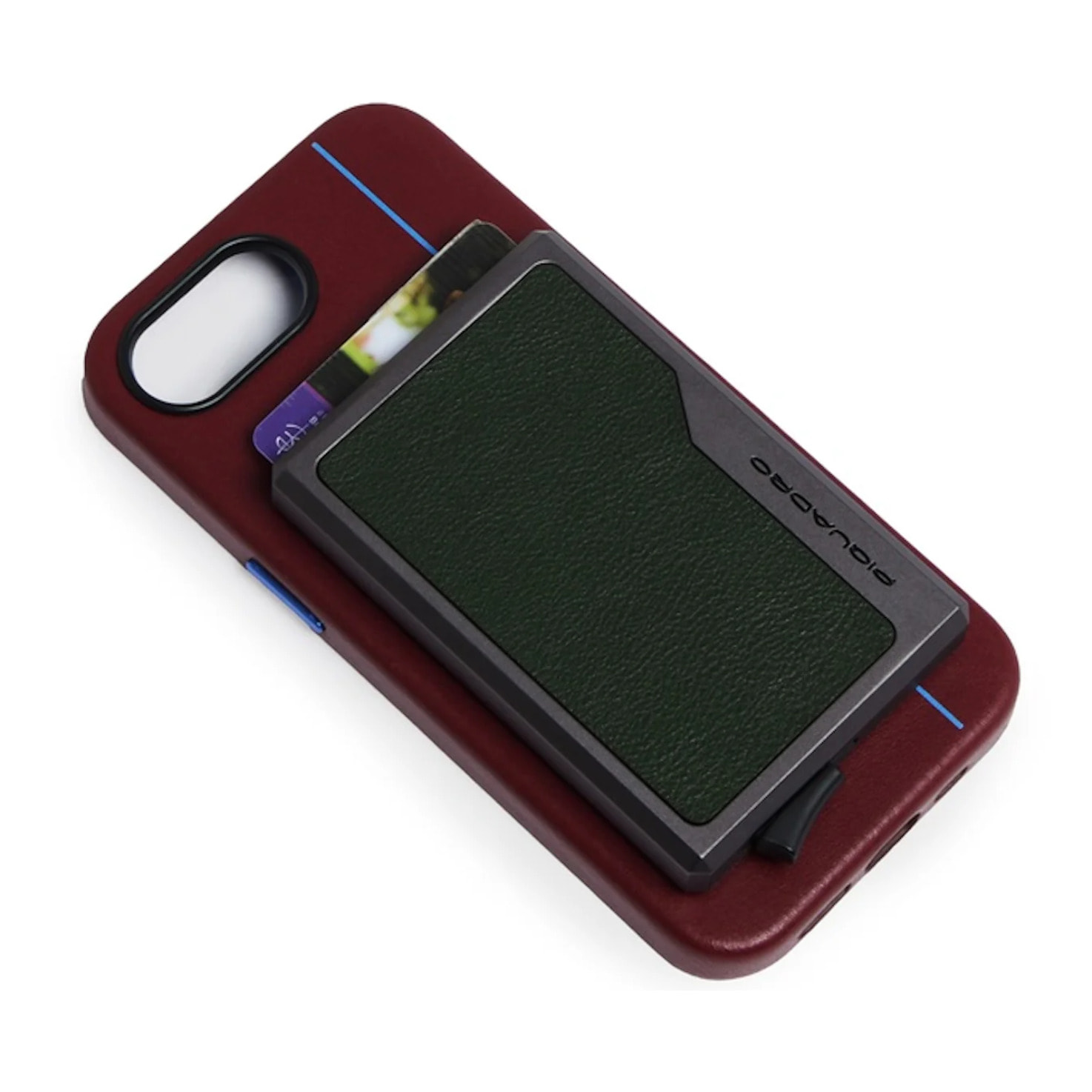 Piquadro Portacarte automatico MagSafe in alluminio e pelle con protezione RFID