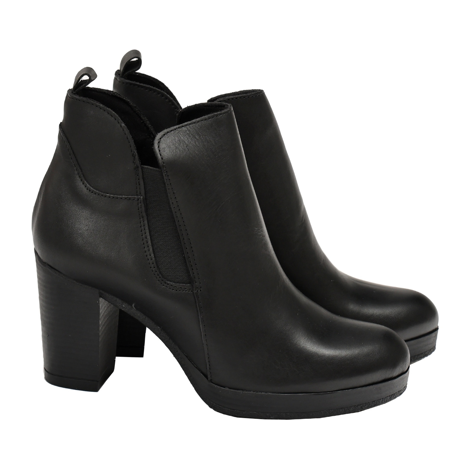 Stivaletto in vera pelle con tacco e fascia elastica