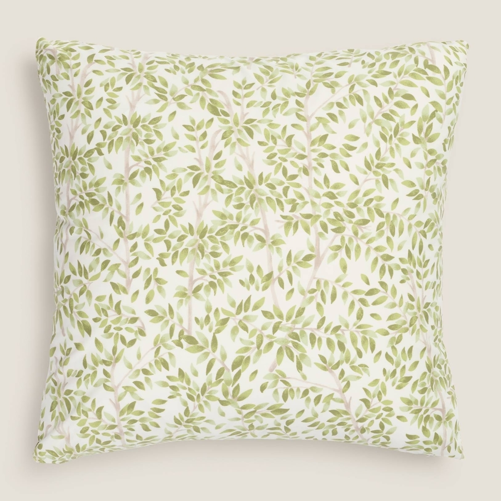 Funda cojín algodón hojas Grama color verde