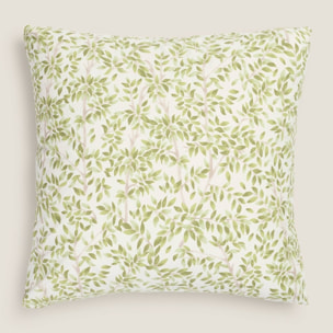 Funda cojín algodón hojas Grama color verde