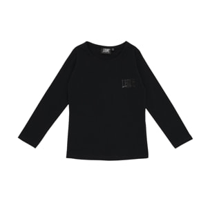 Camiseta de niña Leone de manga larga con estampado integral Negro