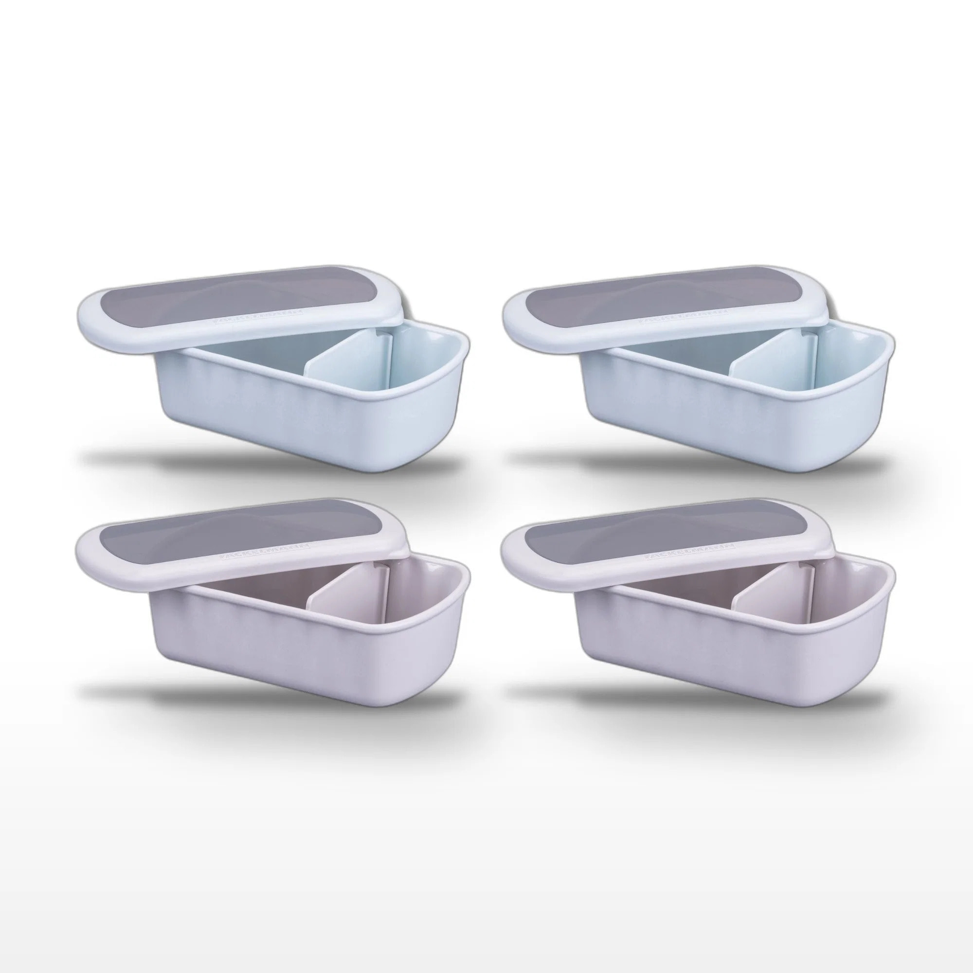 Lot de 4 Lunchbox Fackelmann Storage Bleu et Beige à compartiment réglable sans BPA