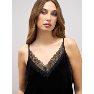 Oltre - Velvet and lace lingerie top - Negro