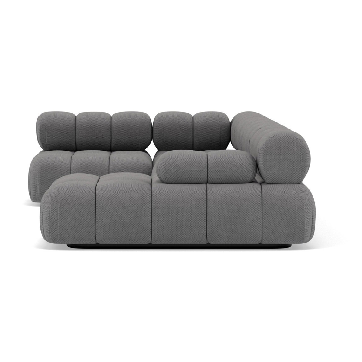 Ruby - canapé panoramique modulable d'angle gauche 7 places en velours texturé - Gris