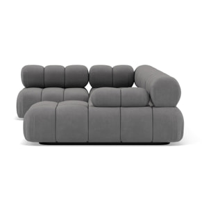 Ruby - canapé panoramique modulable d'angle gauche 7 places en velours texturé - Gris
