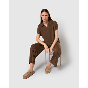 Pantalón crop fluido marrón