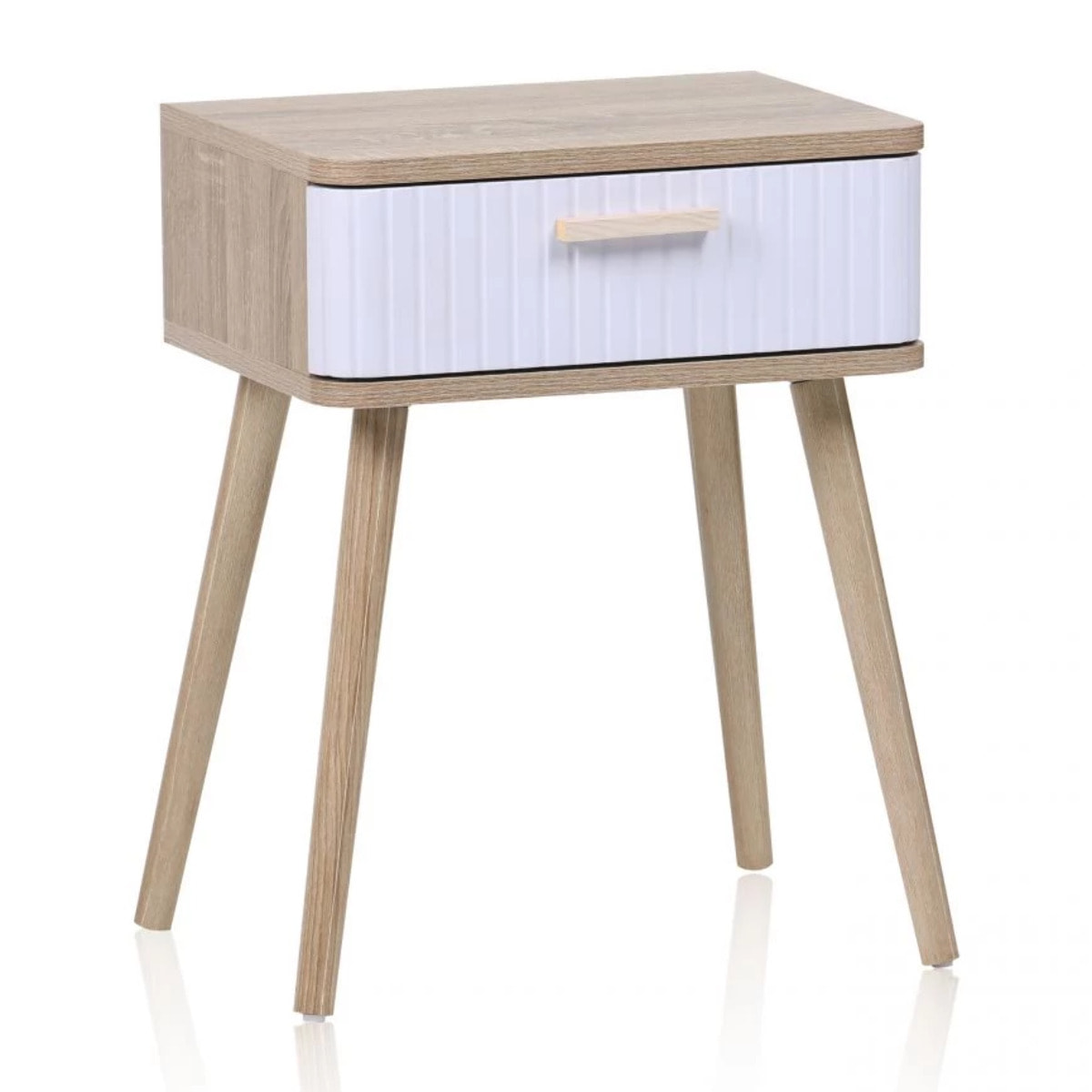 Mesita de noche Bulan Blanco - Roble
