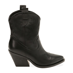 Botines tejanos negros, tacón de 8 cm